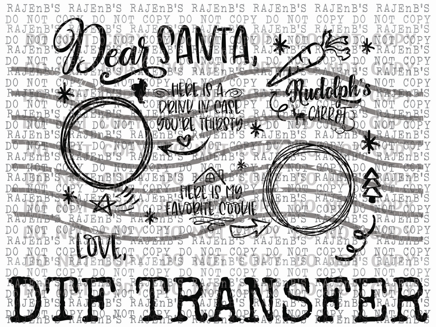 Santa and Reindeer Placema-BLACK (DTF) #12-345 - RAJE