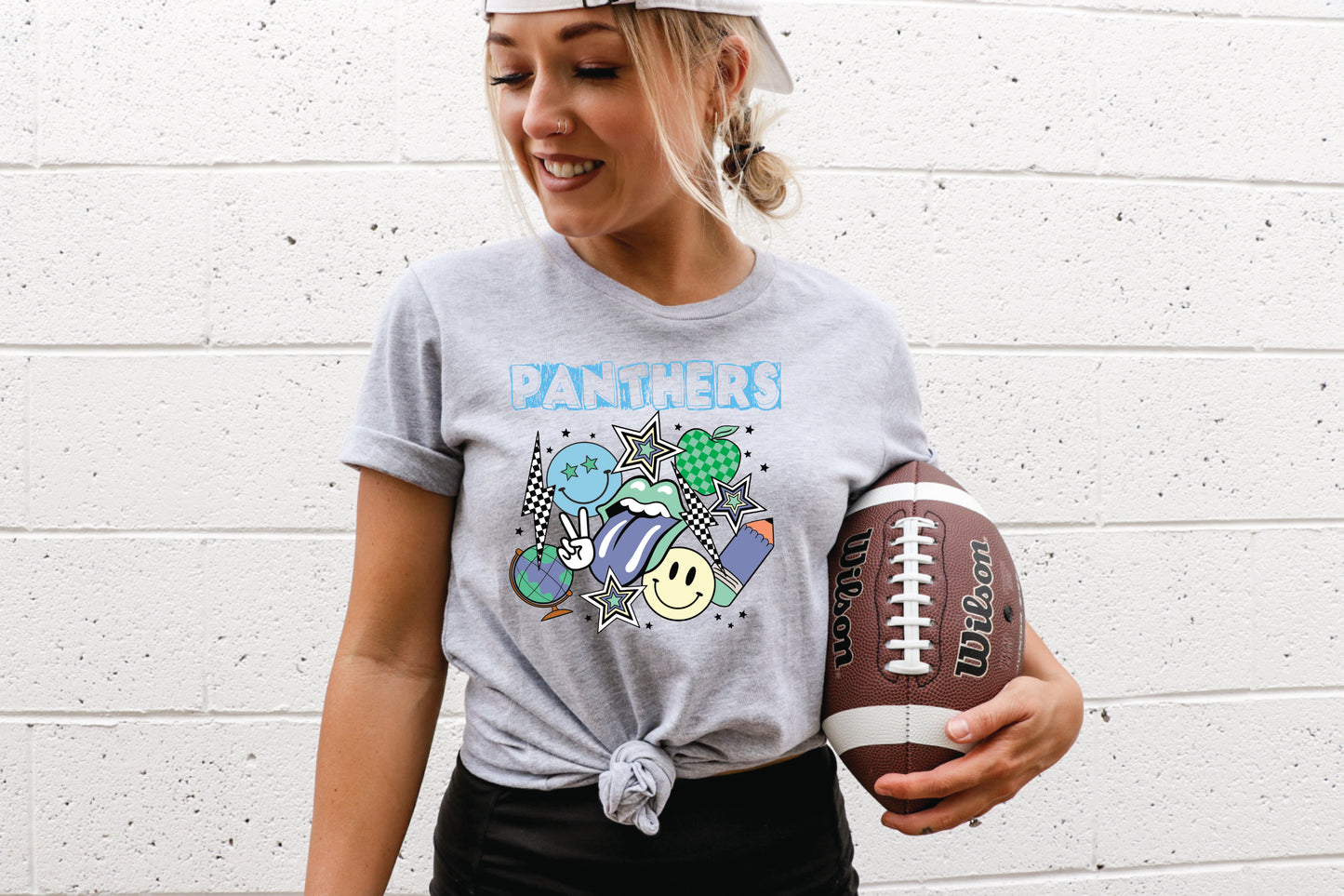 Panthers Collage Retro Blue (DTF) 3302