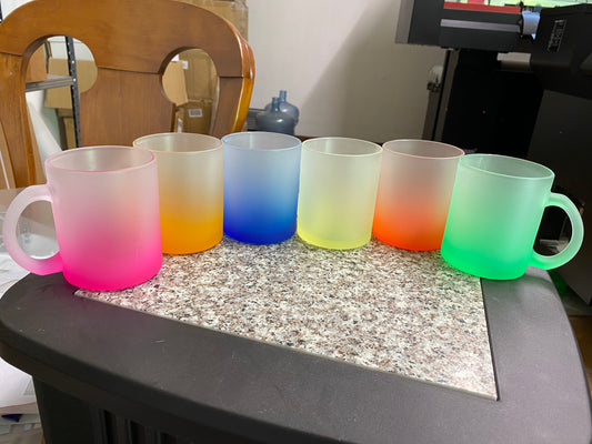 Frosted Glass (Ombre) Colored Coffee Mugs