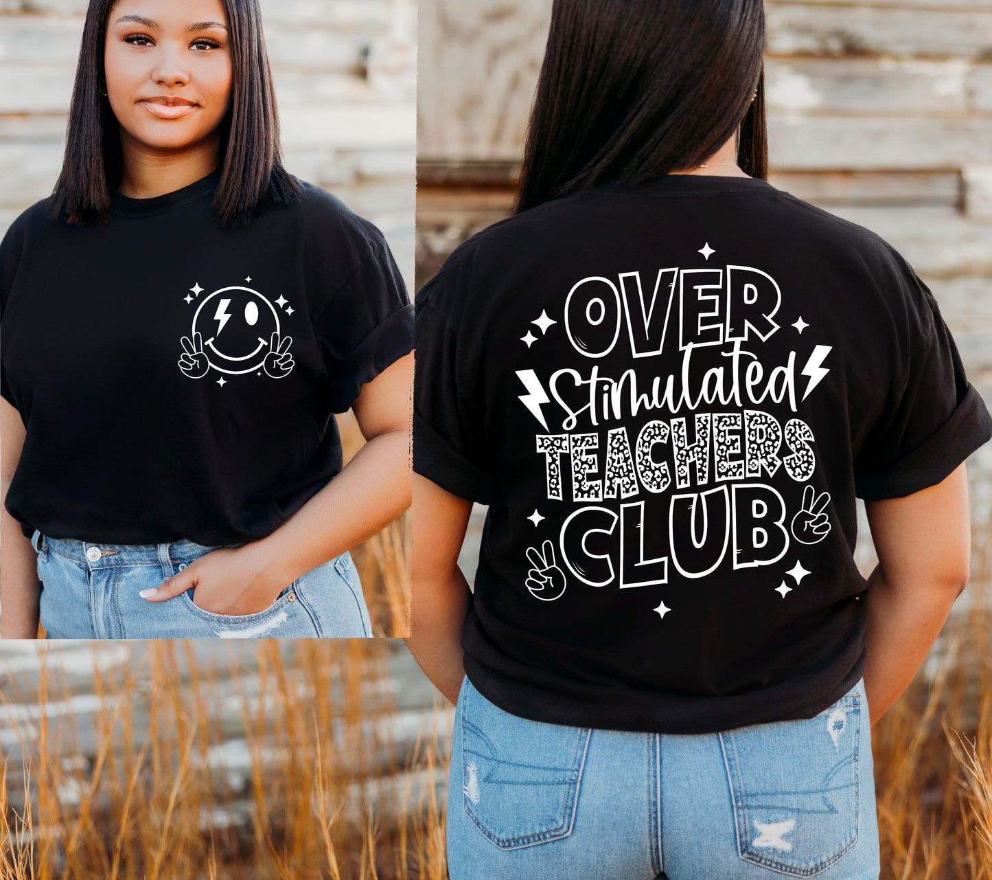 Overstimulated Teachers Club white (DTF) 233AZ
