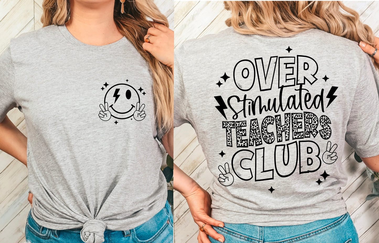 Overstimulated Teachers Club black (DTF) 232AZ