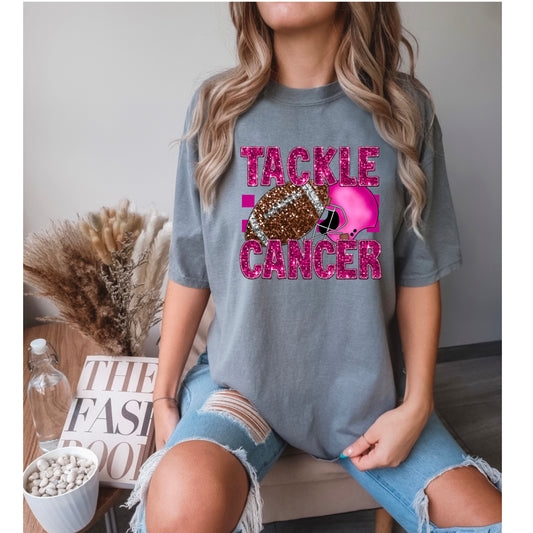 TACKLE CANCER FAUX SEQUIN DTF 223