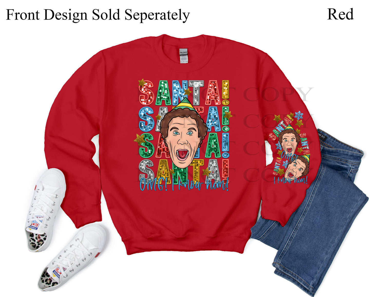 Elf-SANTA I know him SLEEVE (DTF) TE0213