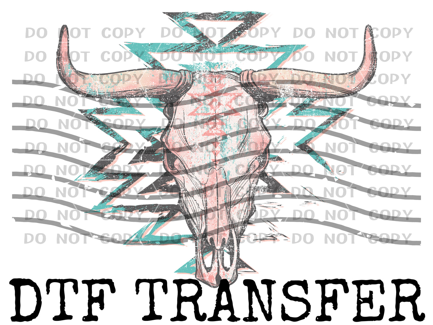 Aztec Bull Skull-Pastel (DTF) 1073