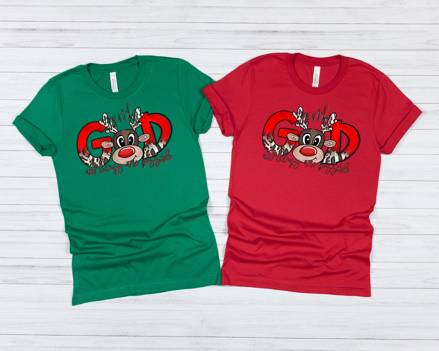 With God all things are possible Rudolph DTF Transfer SS0003