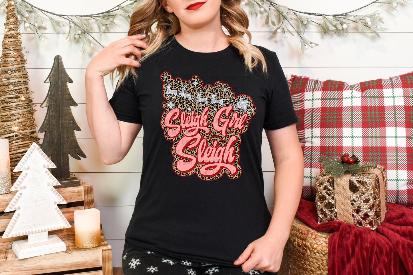 SLEIGH GIRL SLEIGH-FAUX GLITTER (DTF) 12-707