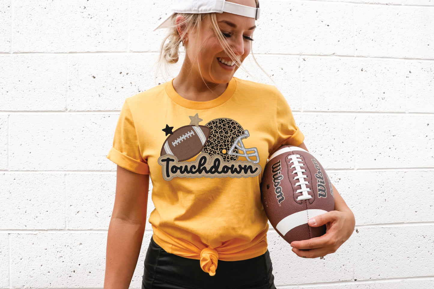 TOUCHDOWN LEOPARD HELMET-FAUX SEQUIN/EMBROIDERY (EFFECT) DTF 3425