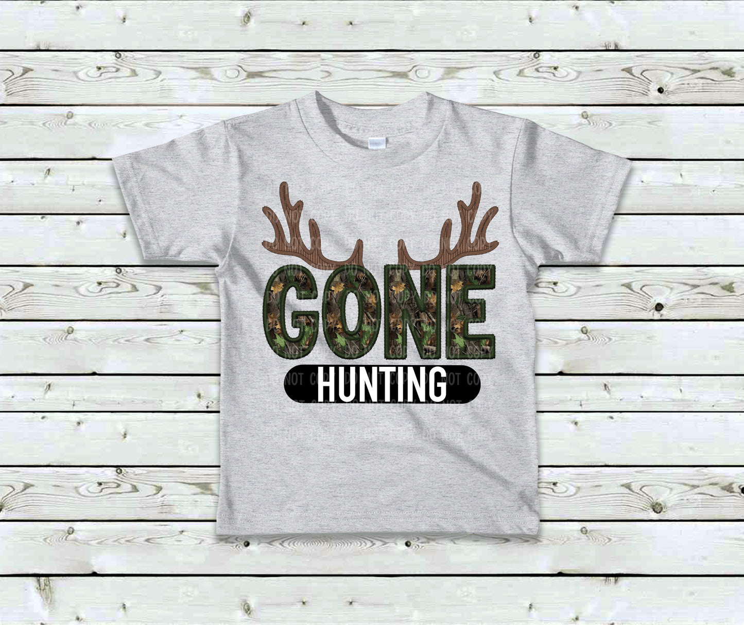 GONE HUNTING-FAUX SEQUIN EMBROIDERY (EFFECT) DTF 3619
