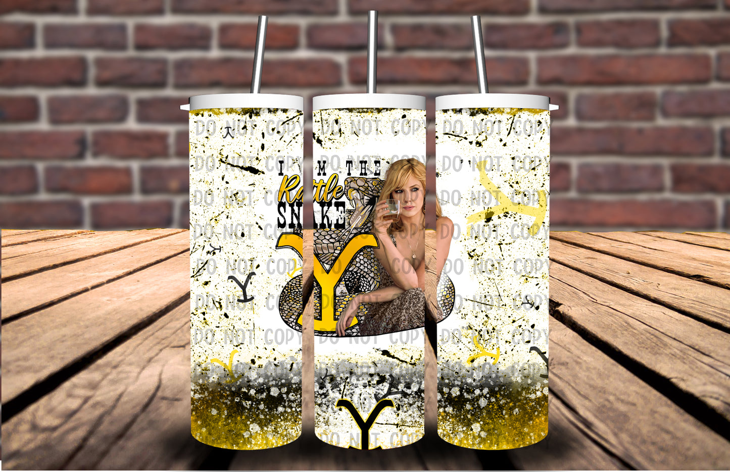 I am the Rattlesnake-Beth (Yellow Distressed) 20 oz Tumbler 4003T