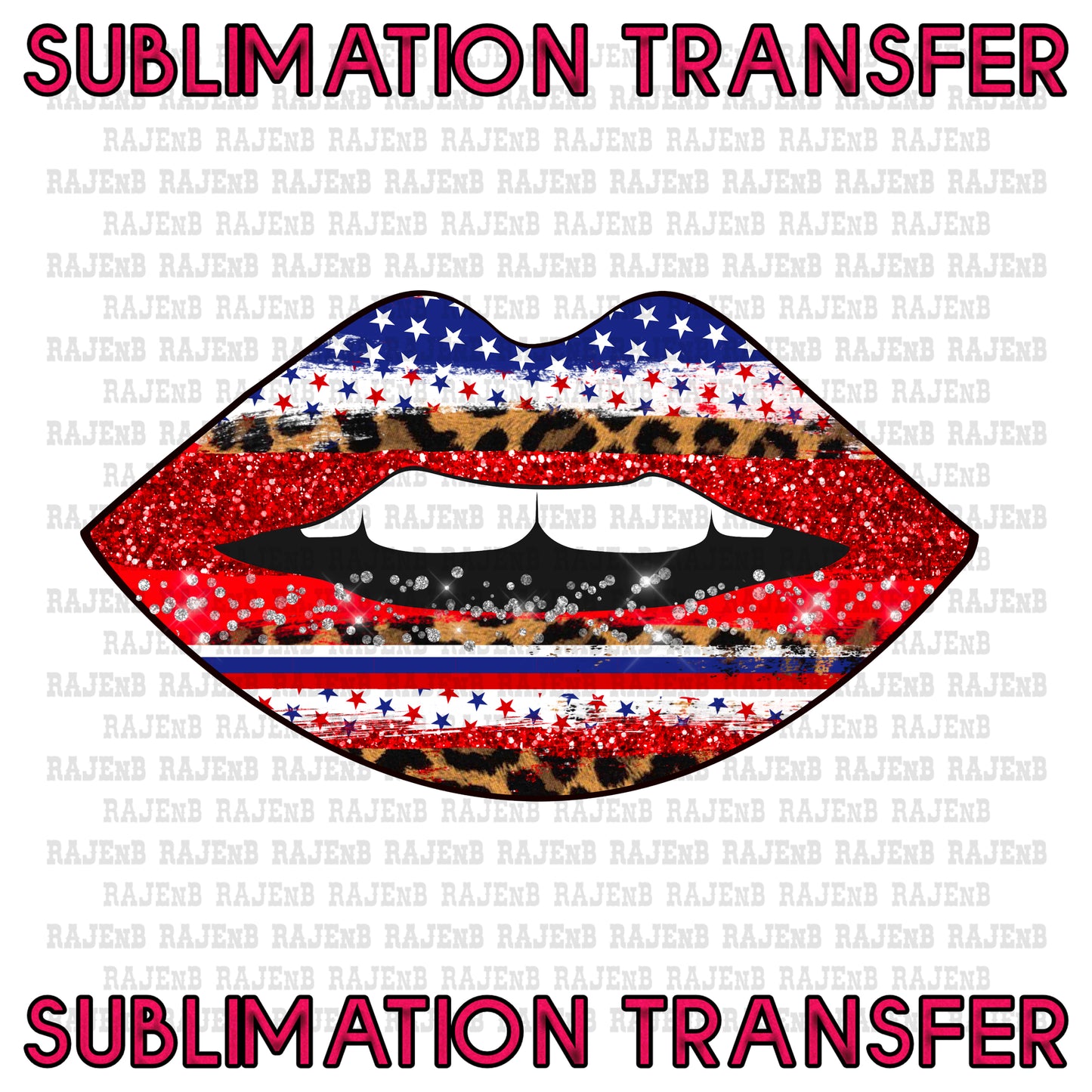 Leopard Patriotic Lips -SUBLIMATION TRANSFER 4119SUB