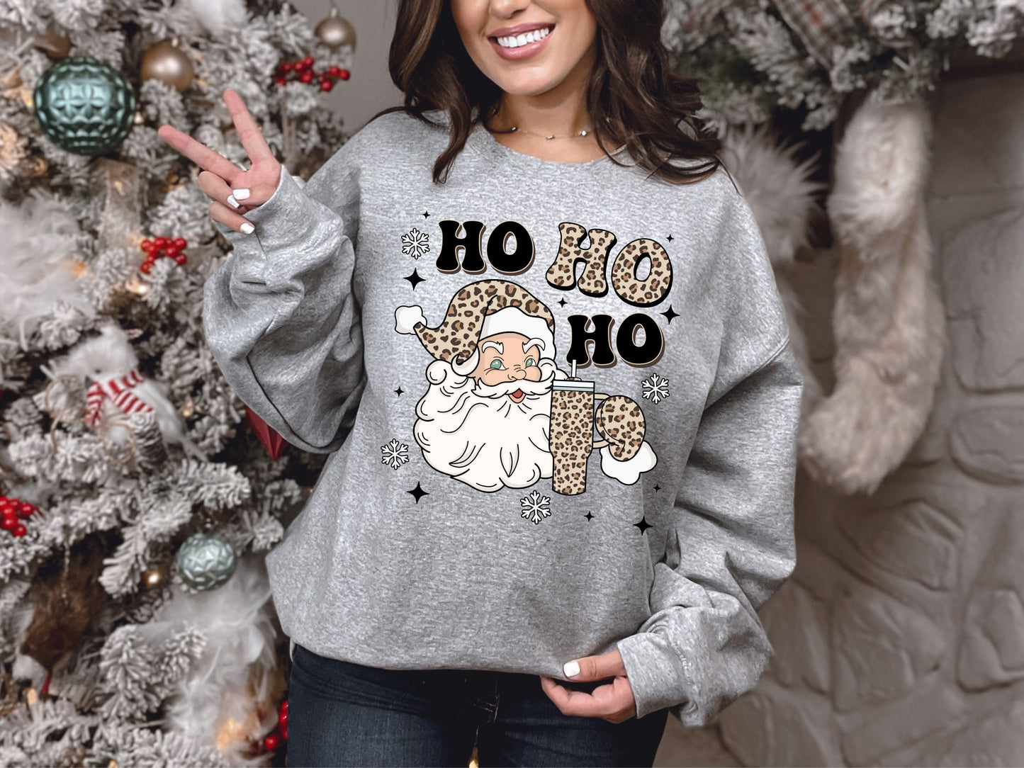 SANTA HO HO HO LEOPARD TUMBLER (DTF) 495AZ