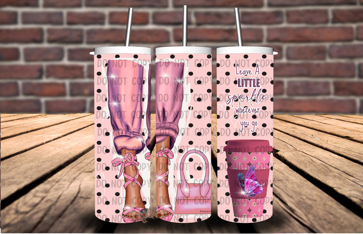 Pink Designer Leave a Little Sparkle 20 oz Tumbler 5036