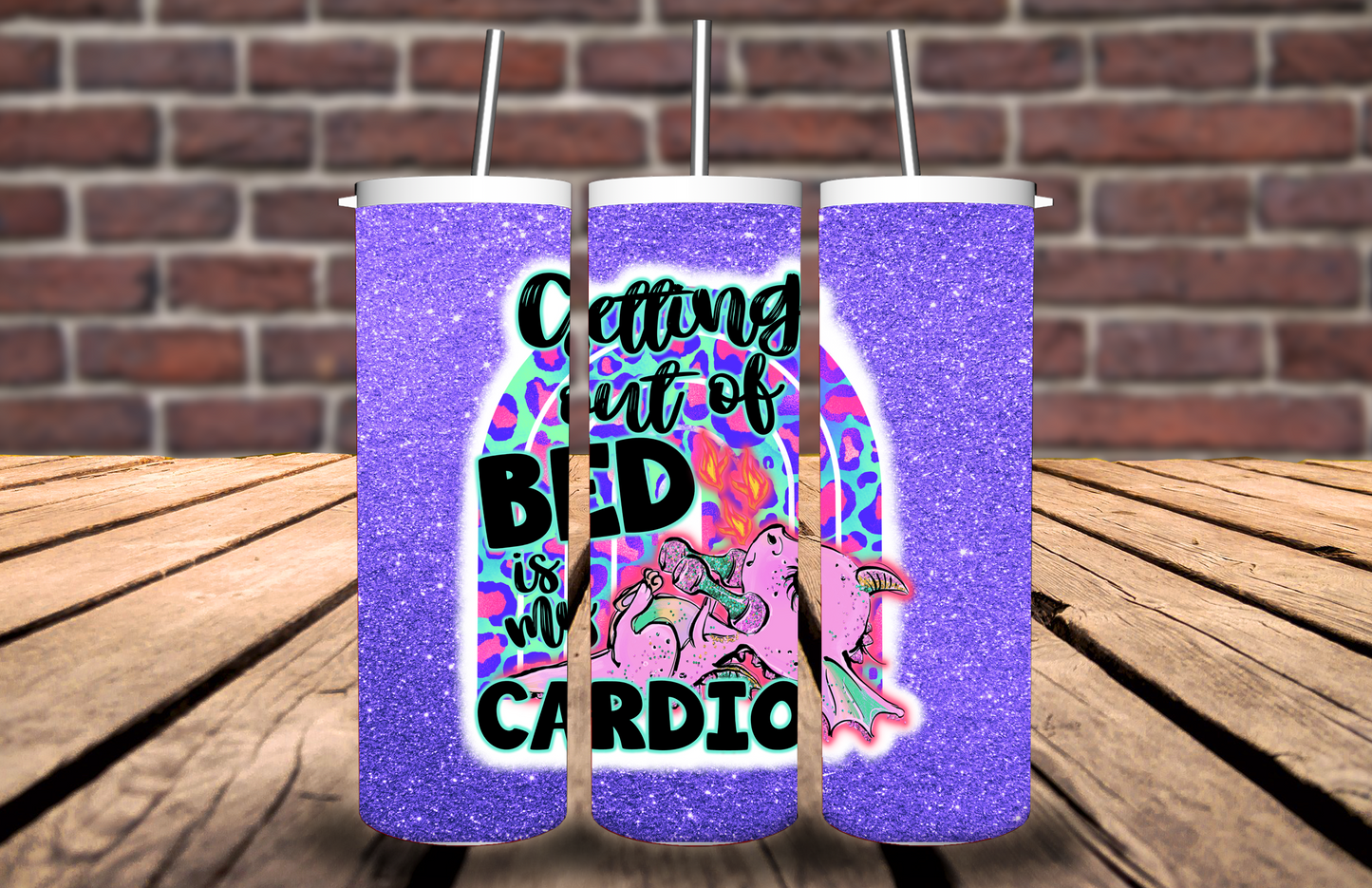 Getting out of bed is my Cardio Purple Tumbler #5079T