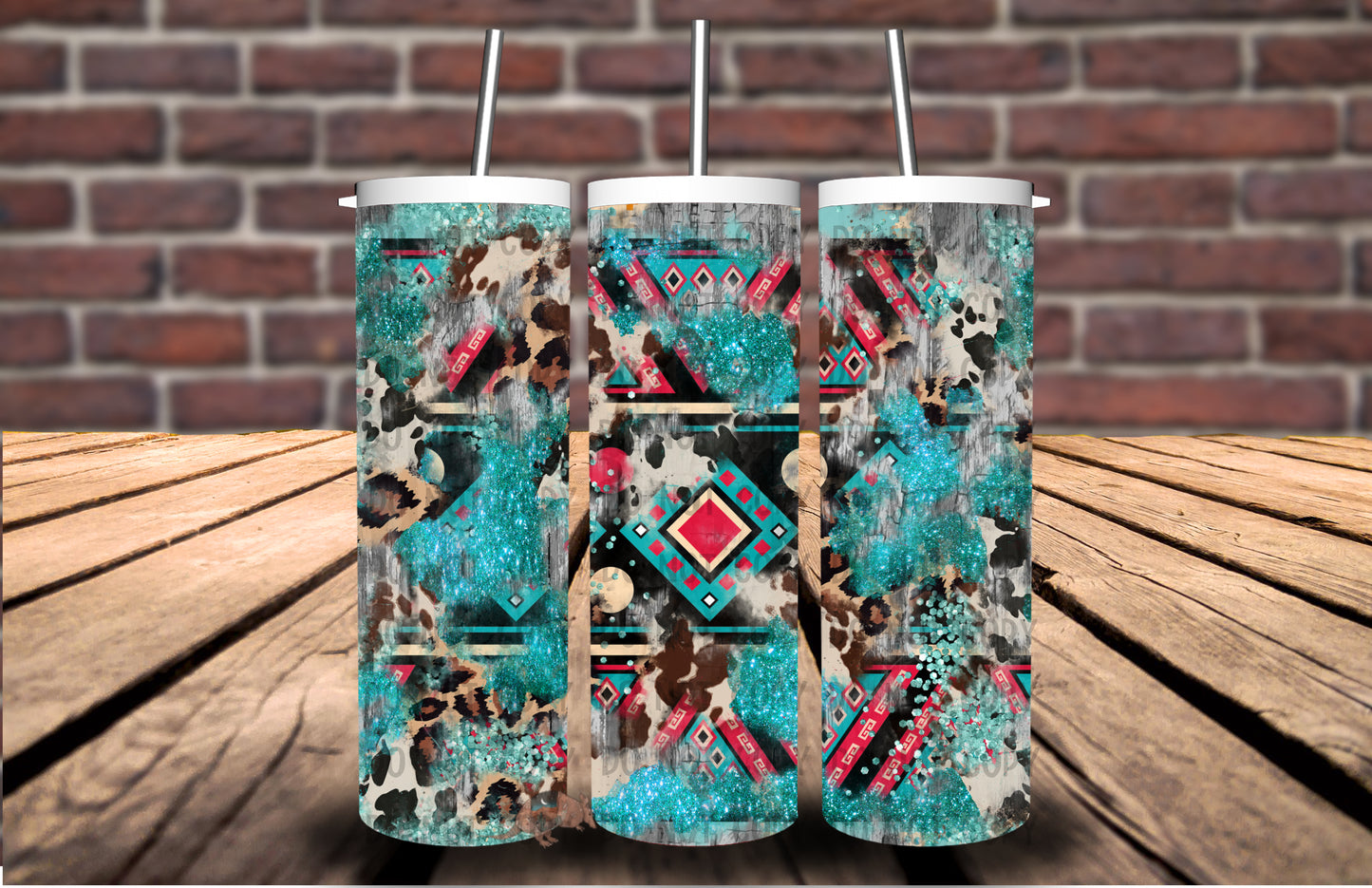 Aztec Leopard Teal Tumbler #5127T