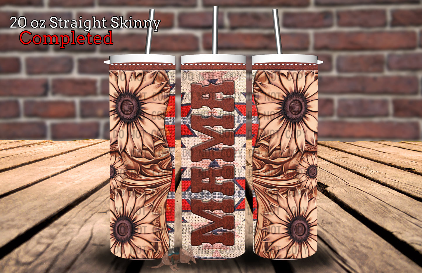 Sunflower Mama Tooled Leather Tumbler #5153T