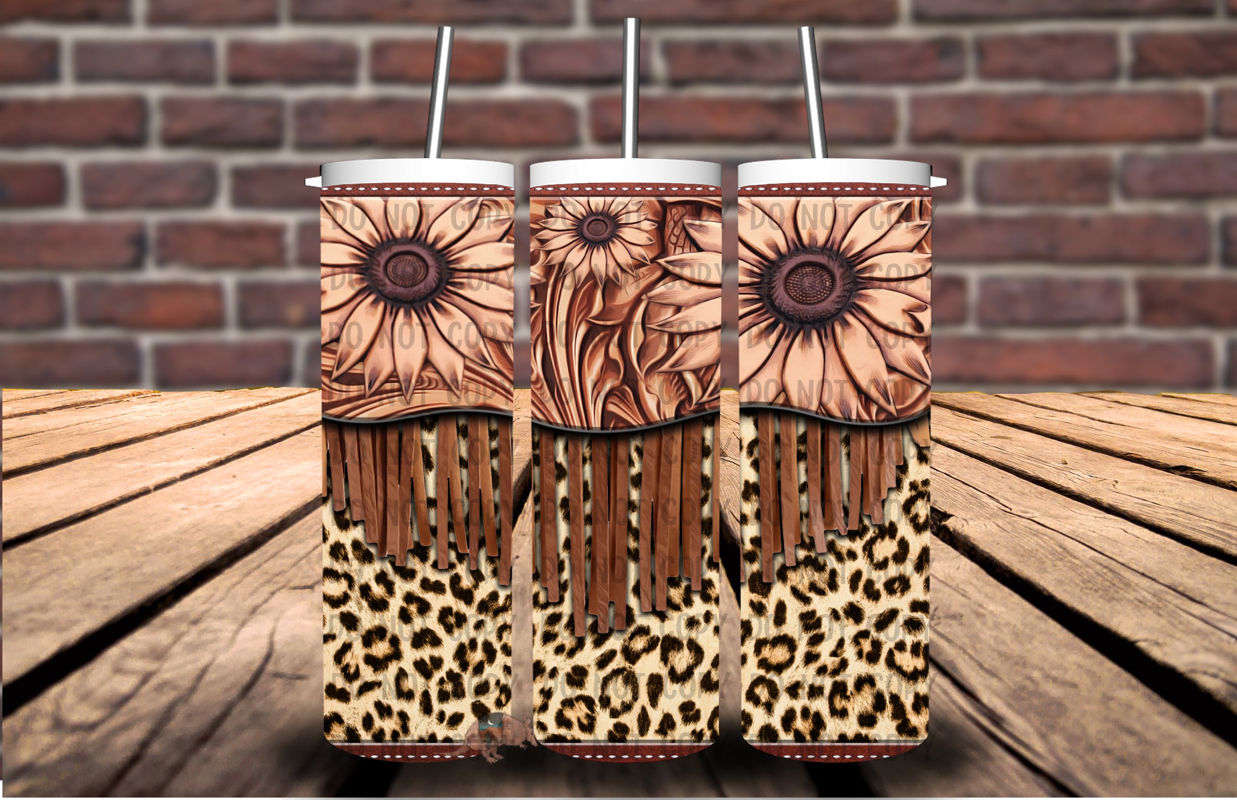 Tooled Leather Sunflower - 20oz Tumbler