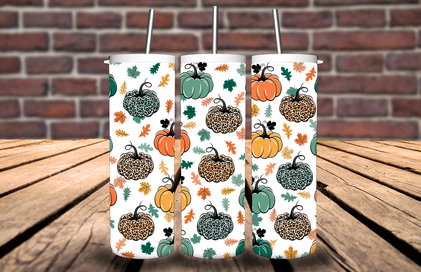 Leopard and Teal Pumpkins Tumbler 5161T