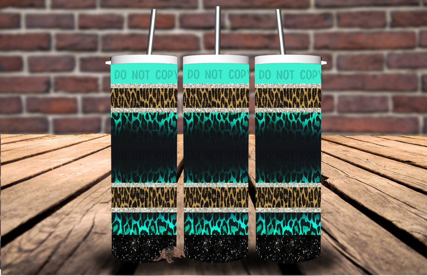 Glitter Teal Leopard 20 oz Tumbler 5186T