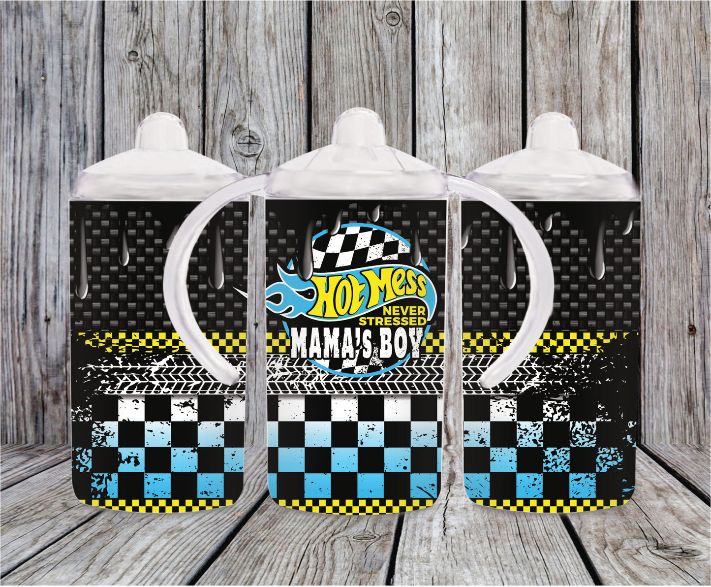 Hot Mess Boy Mama/Mama Boy-Blue design Tumbler/Sippy Flip Top 5187T