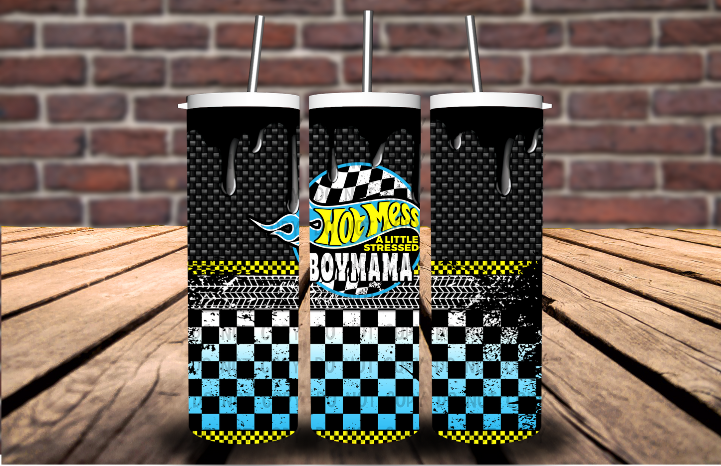 Hot Mess Boy Mama/Mama Boy-Blue design Tumbler/Sippy Flip Top 5187T
