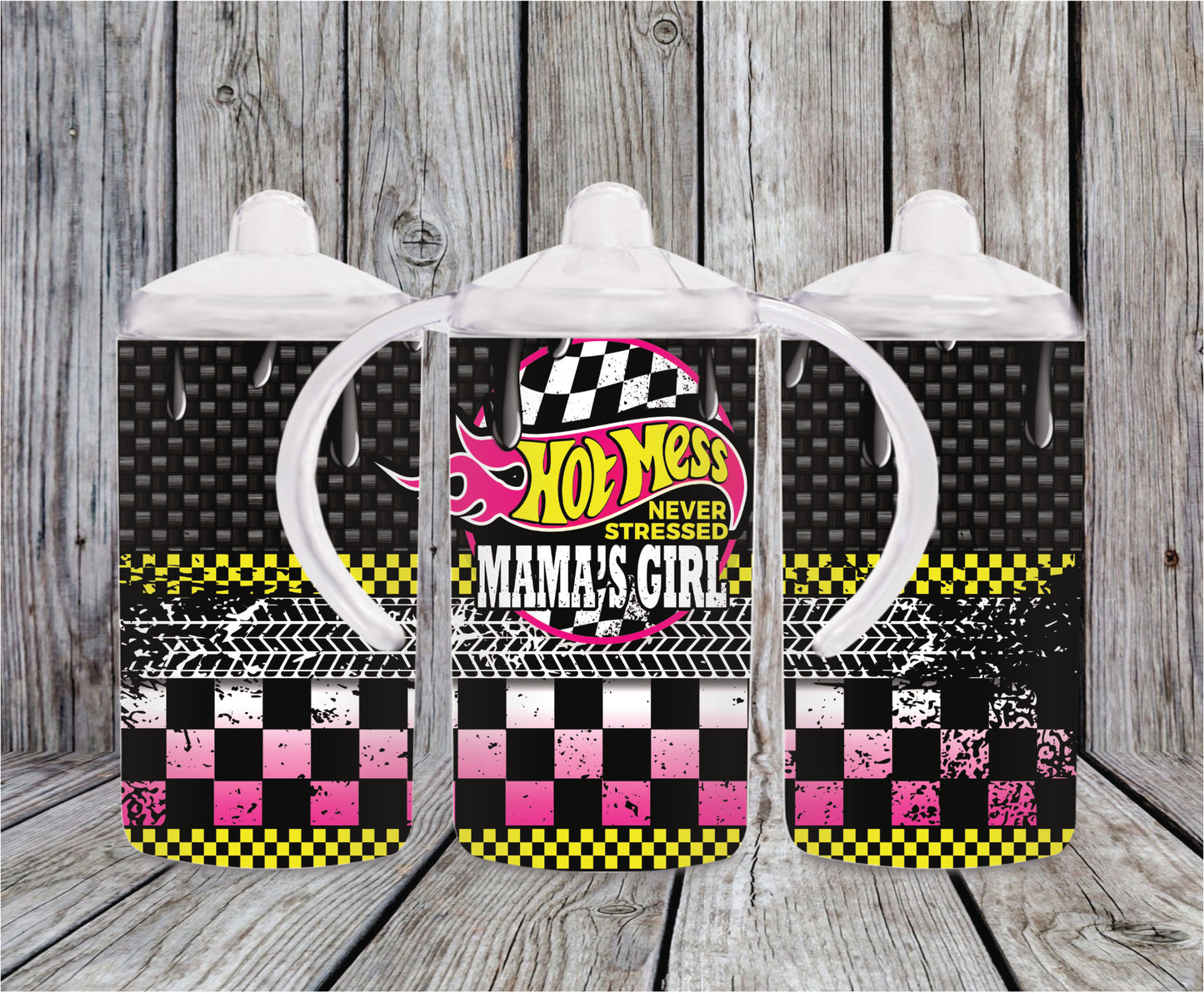 Hot Mess Girl Mama/Mama Girl-Pink design Tumbler/Sippy Flip Top 5197T