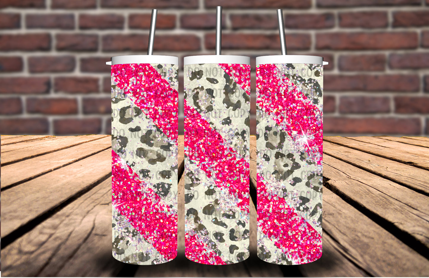 Pink & White Leopard 20 oz Tumbler 5208T