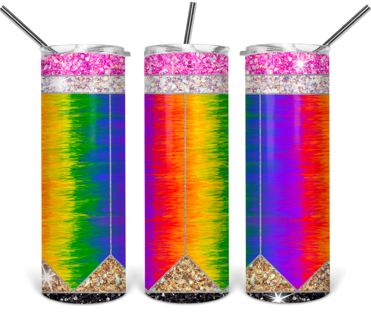 Rainbow Tie Dye Glitter 20 oz Tumbler 5215T