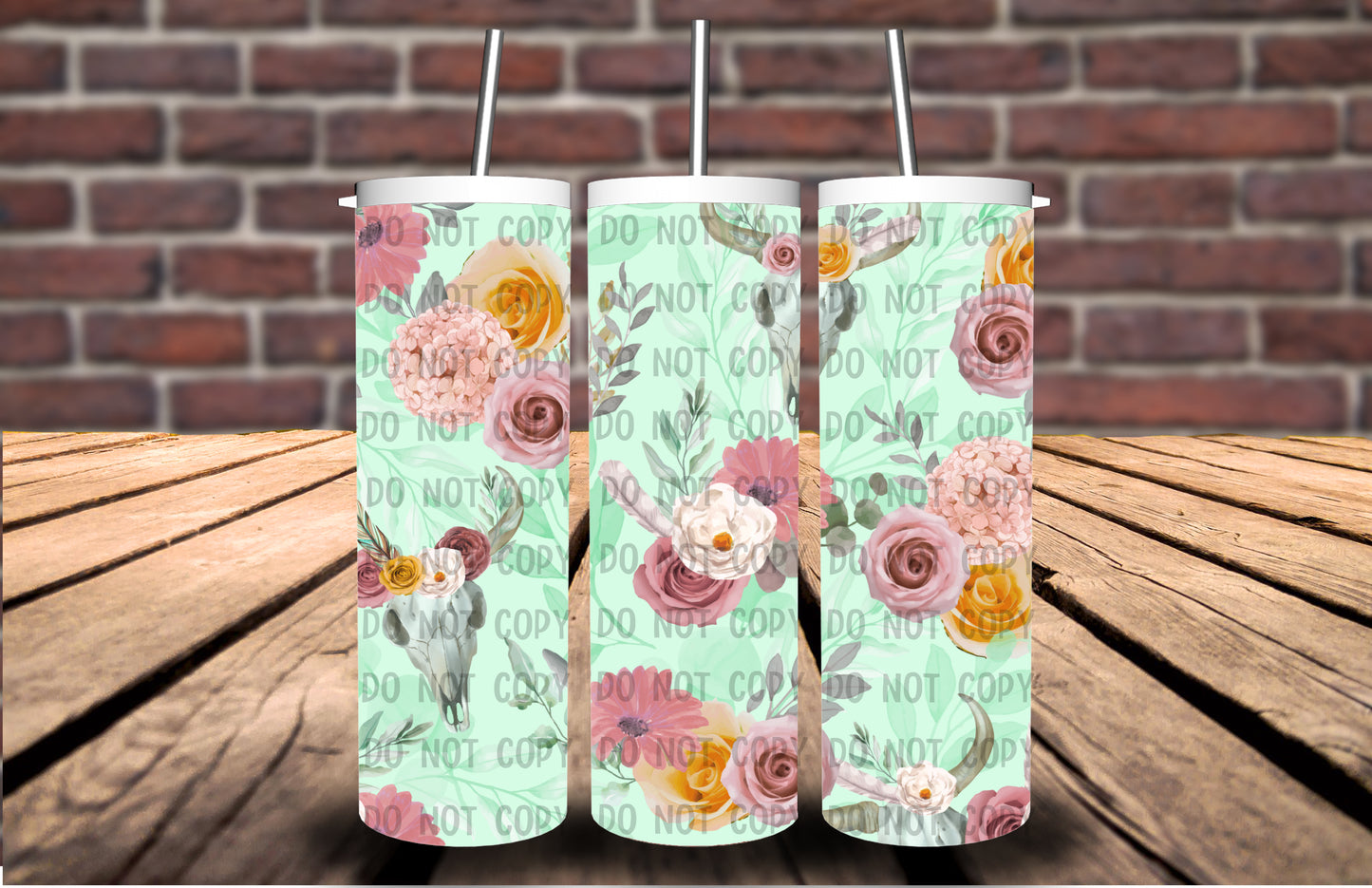 Floral BOHO Skull 20 oz Tumbler 5234T