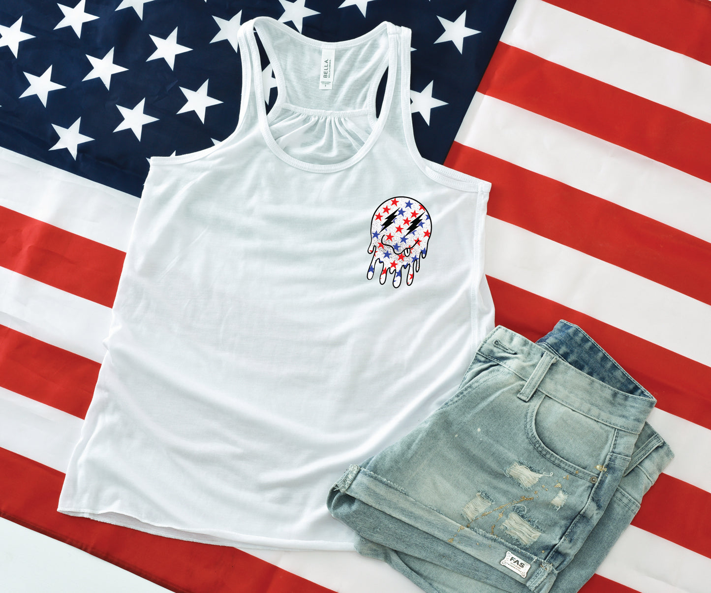 PATRIOTIC SMILEY DRIP (DTF) 705