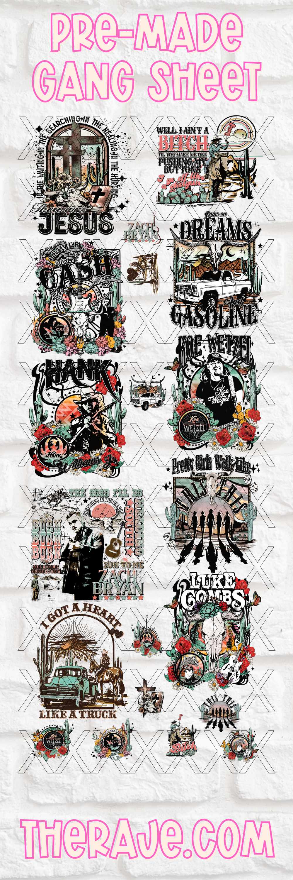 Country Music #1 DTF GANG SHEET