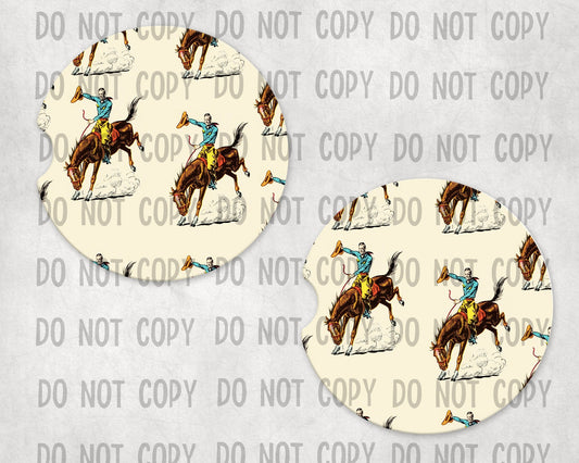 Vintage Cowboy Collage  Sandstone Coasters #6003C