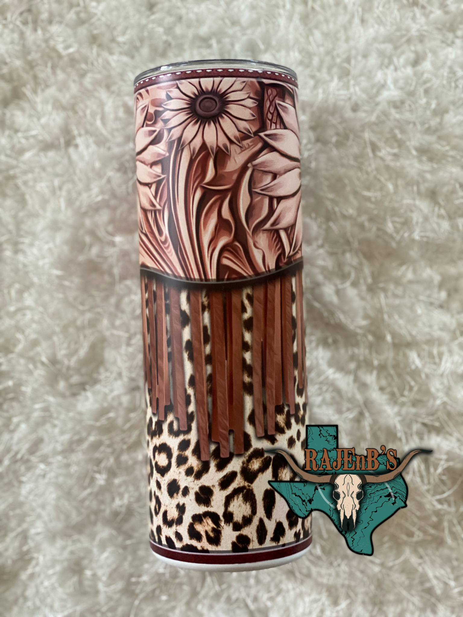 Wester Tumbler Design Sublimation PNG, 20oz Skinny Tooled Leather