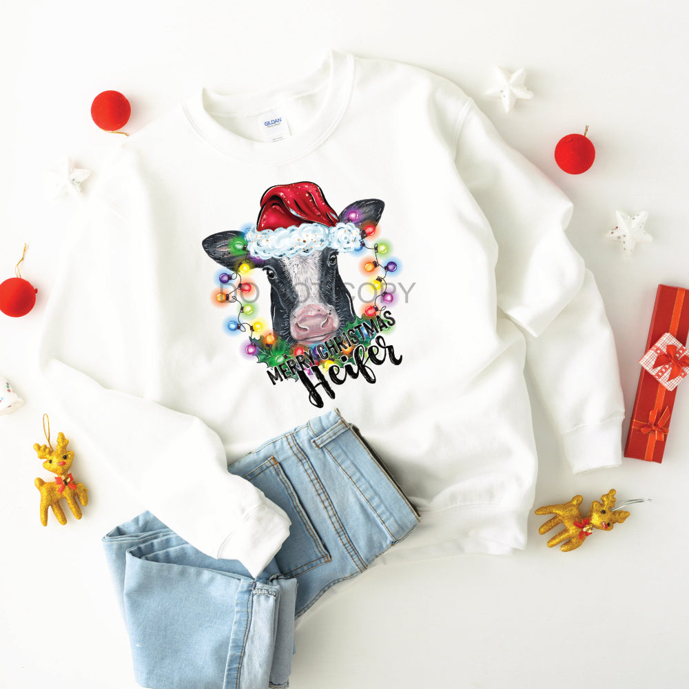 Merry Christmas Heifer Cow (DTF) 12-349