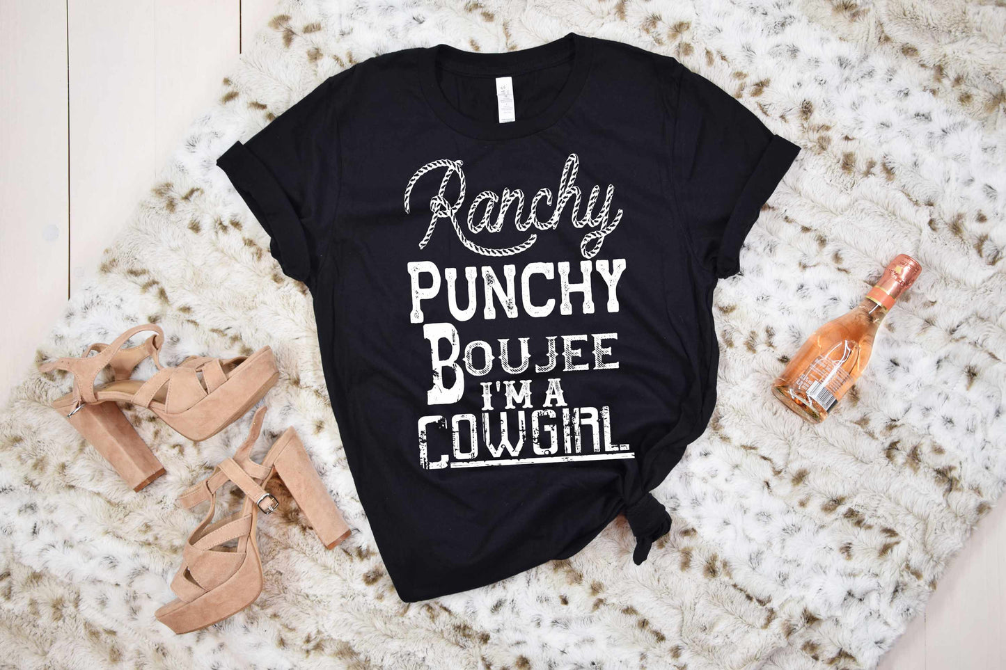 Ranchy, Punchy, Boujee, I'm a Cowgirl (WHITE INK)-RAJE EXCLUSIVE (HIGH HEAT 375/7) #1053 - RAJE