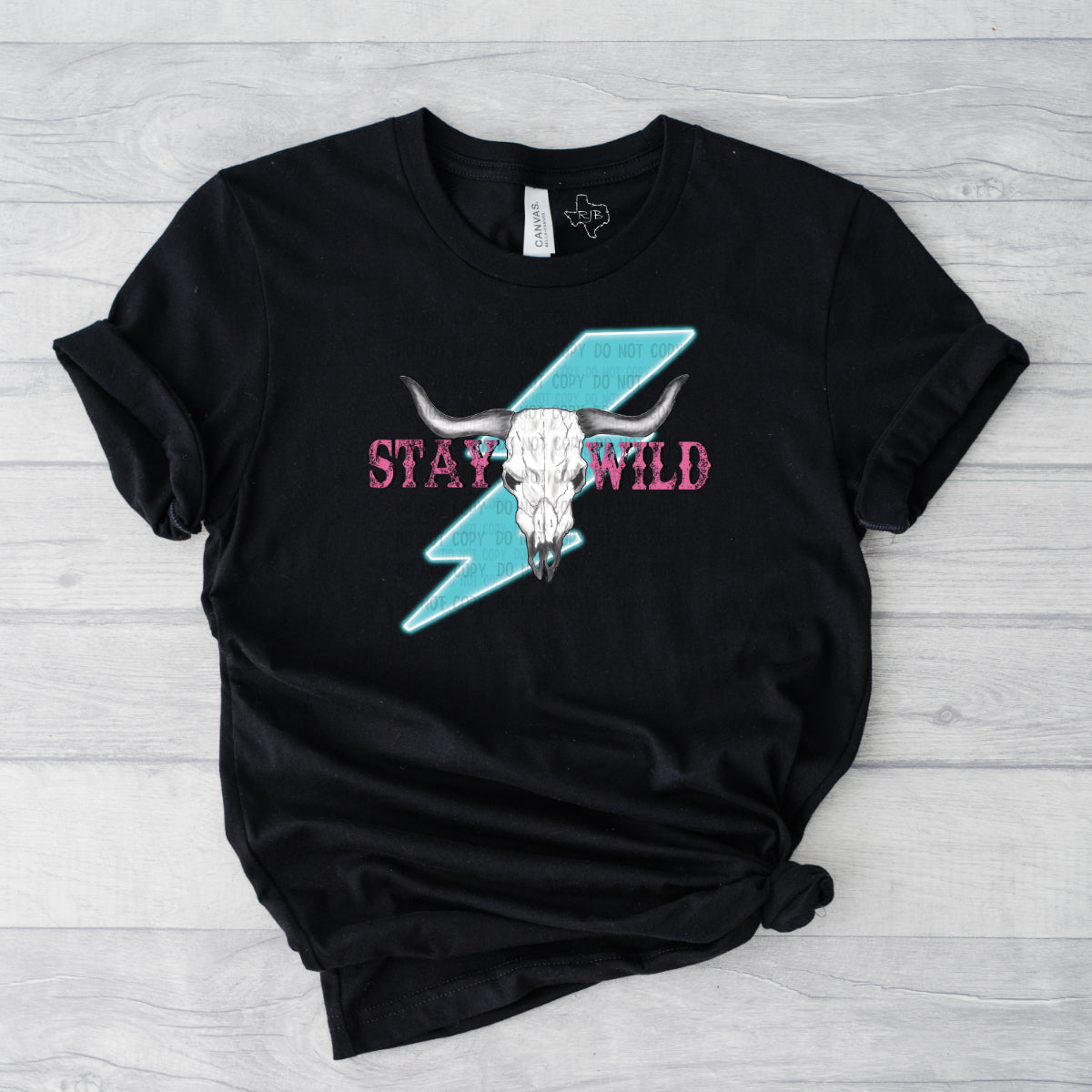 EXCLUSIVE Stay Wild Bull Skull Lightening Bolt (DTF) #1101