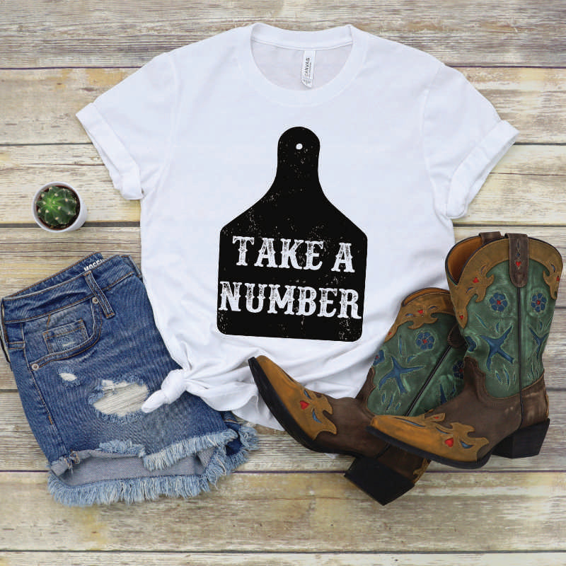 Take a Number Cow Tag (BLACK INK) (HIGH HEAT 375/7) #1020 - RAJE