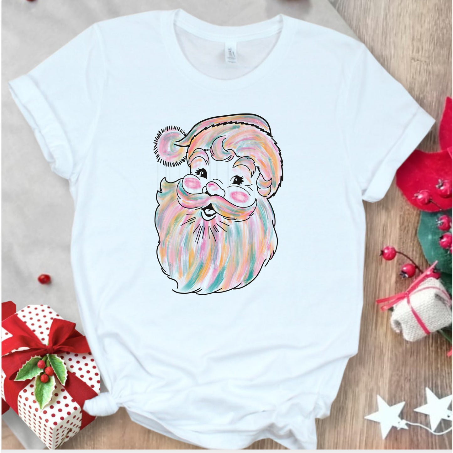 Watercolor Santa(HIGH HEAT) Screen Print TRANSFER ONLY - RAJE