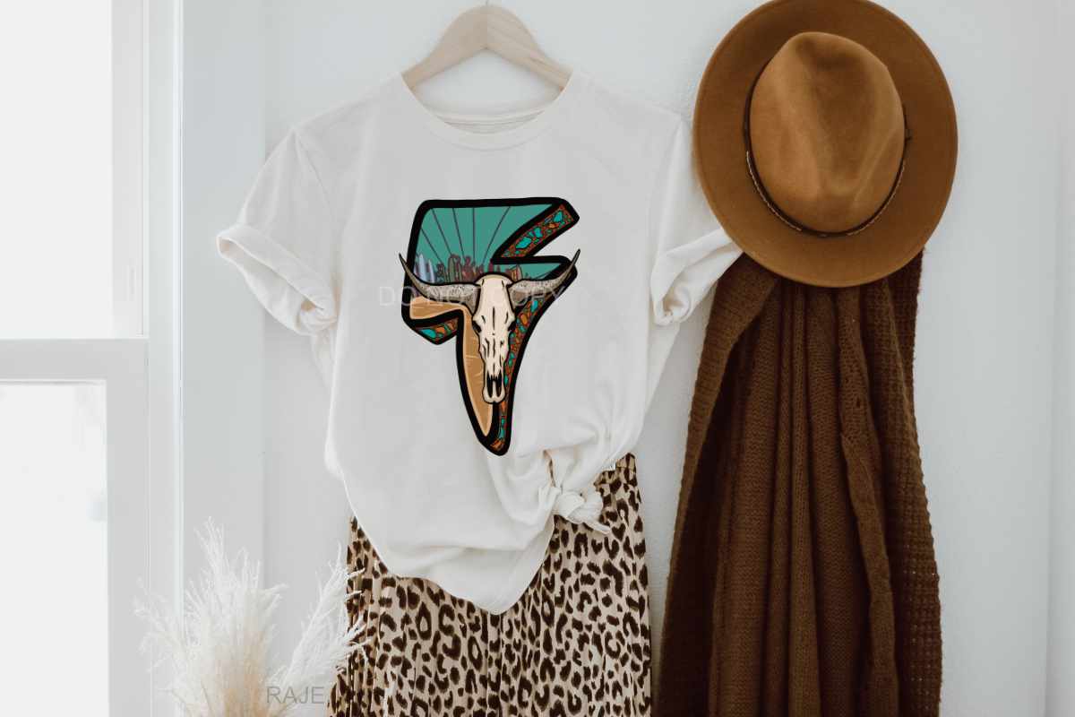 Western Lightening Bolt-Bull Skull (HIGH HEAT) #1139