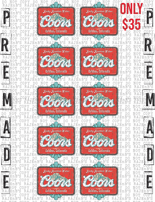 Turquoise Beer (1242) DTF PREMADE GANG SHEET