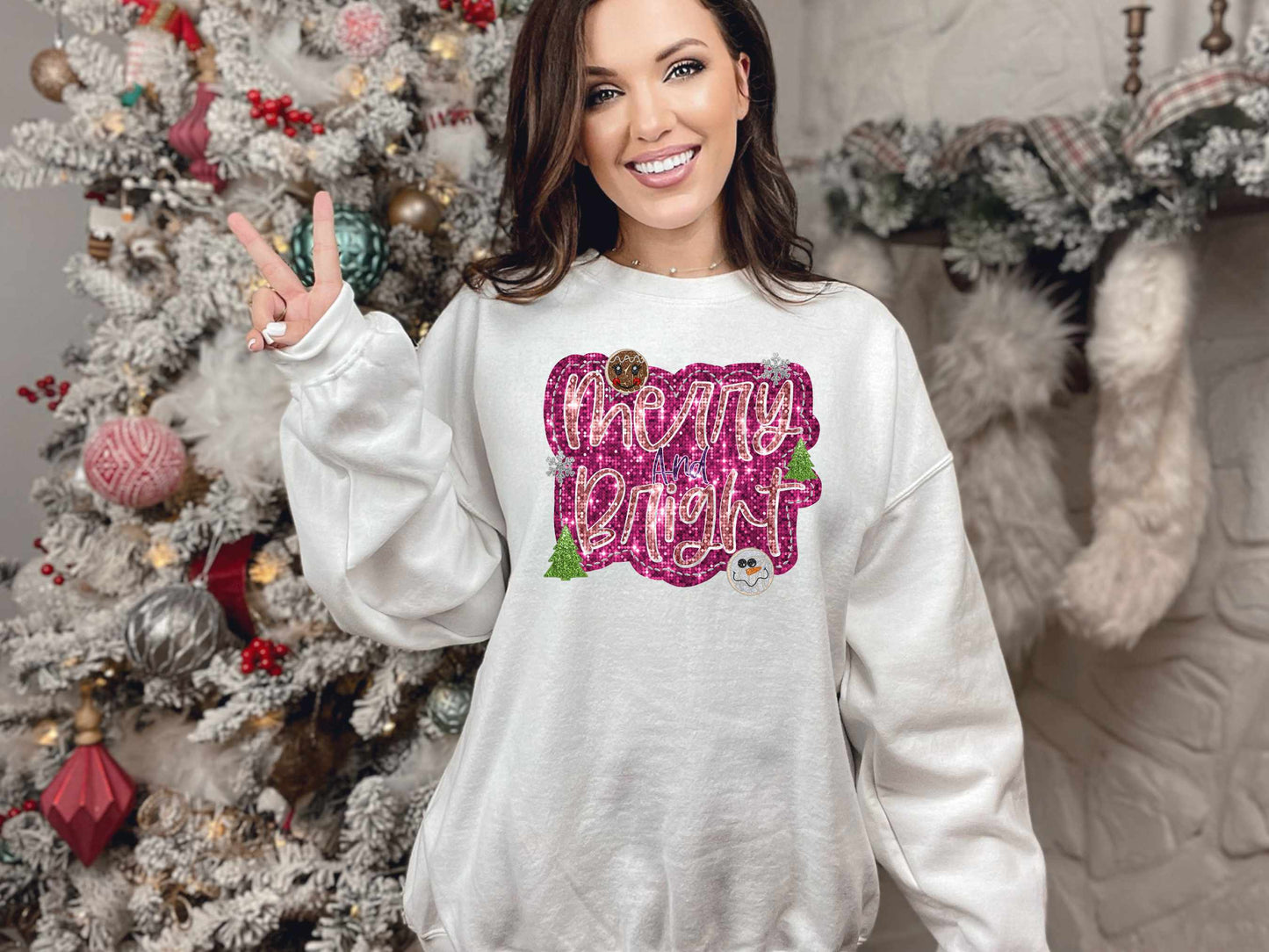 MERRY AND BRIGHT-PINK FAUX SEQUIN DTF 181ED