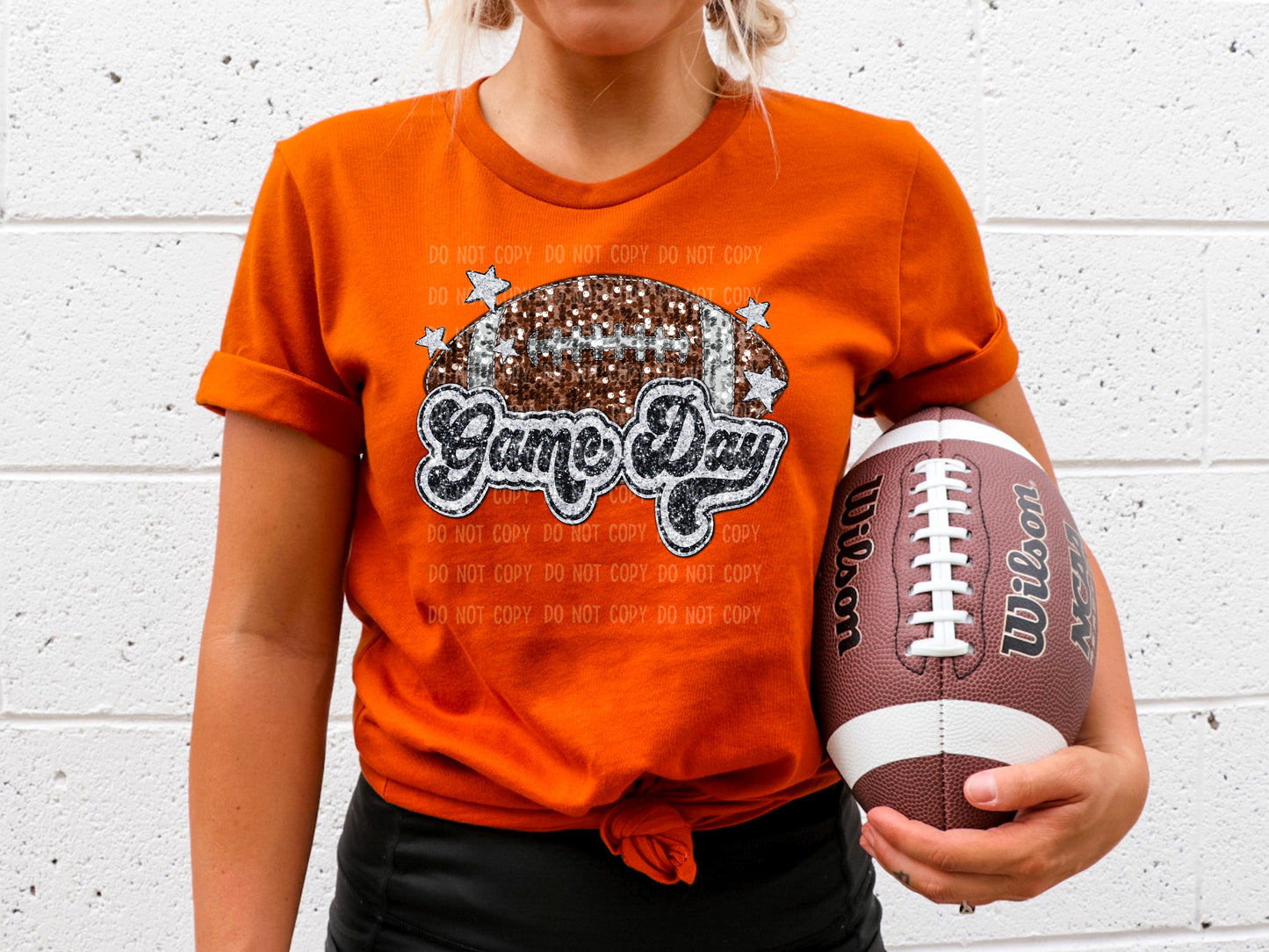 Game Day Faux Sequin Football (DTF) 3476