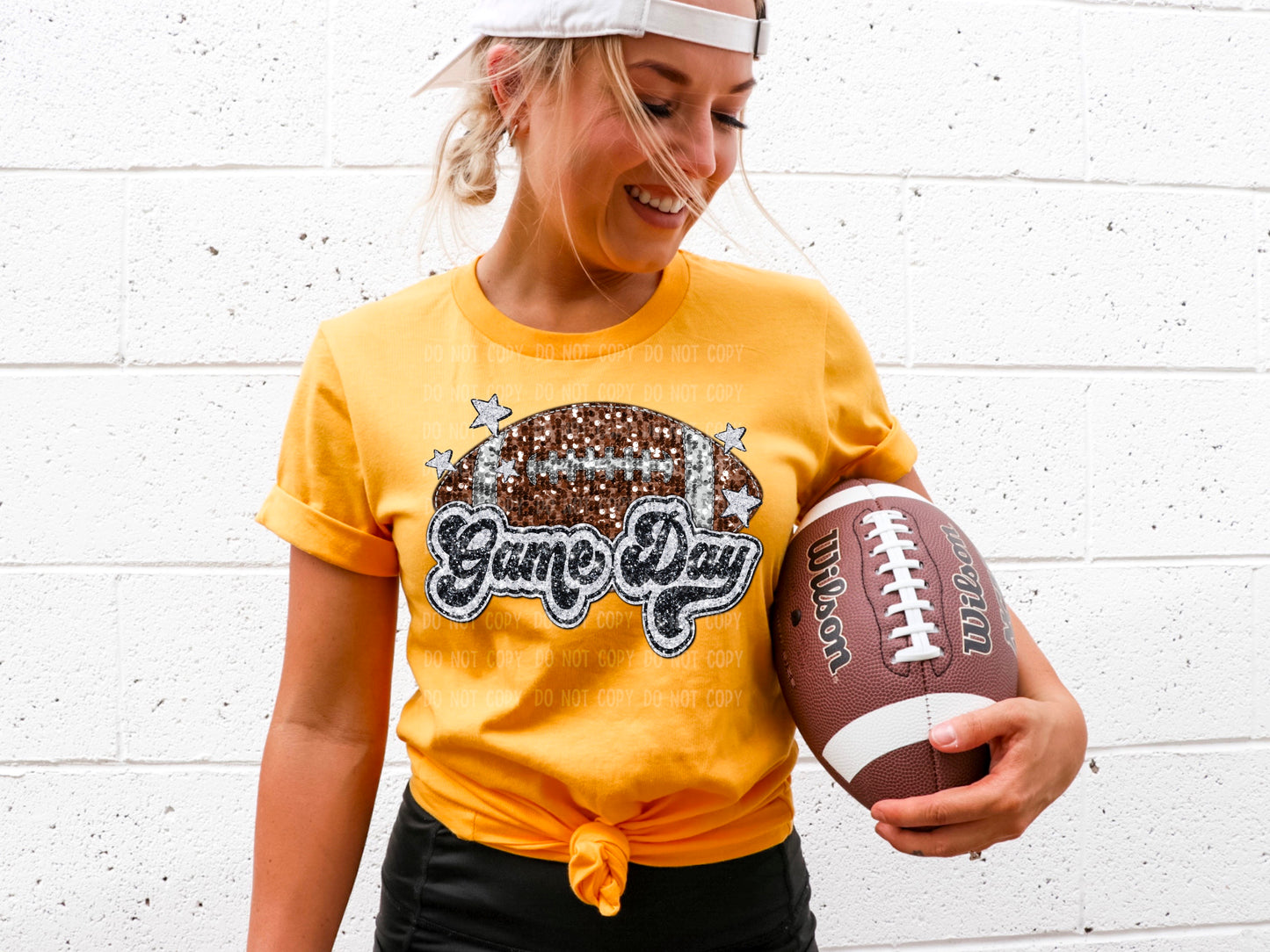 Game Day Faux Sequin Football (DTF) 3476