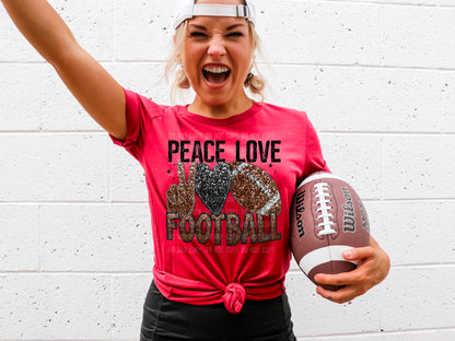 Peace Love Football Faux Sequin (DTF) 3489