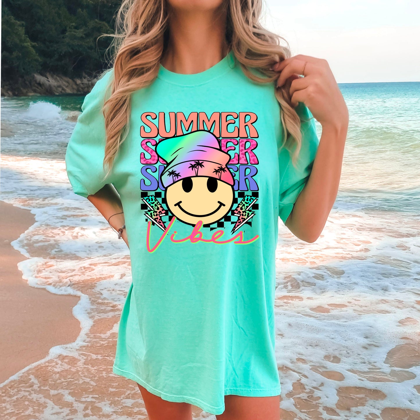 Summer Vibes Smiley Stacked (DTF) 1339
