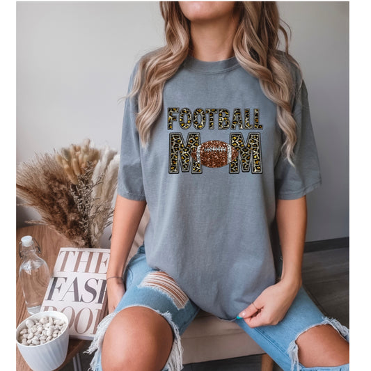 LEOPARD FOOTBALL MOM FAUX SEQUIN DTF 87ED