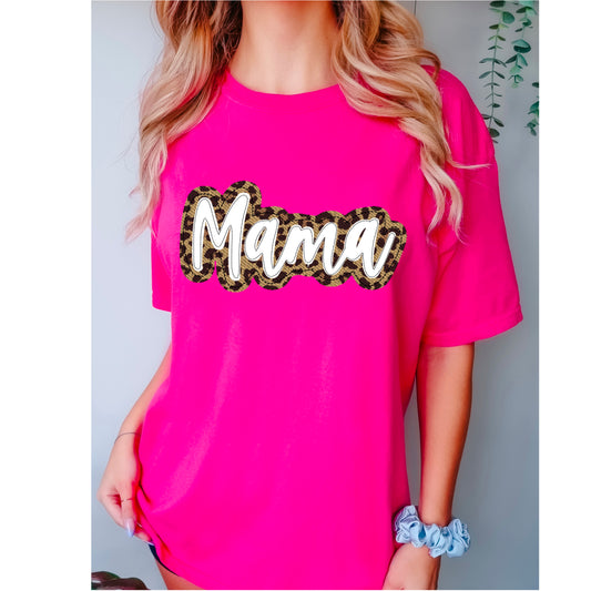 MAMA LEOPARD FAUX EMBROIDERED (DTF) 90ED