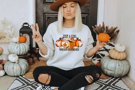 JUST A GIRL WHO LOVES PUMPKIN DTF Transfer SS0056