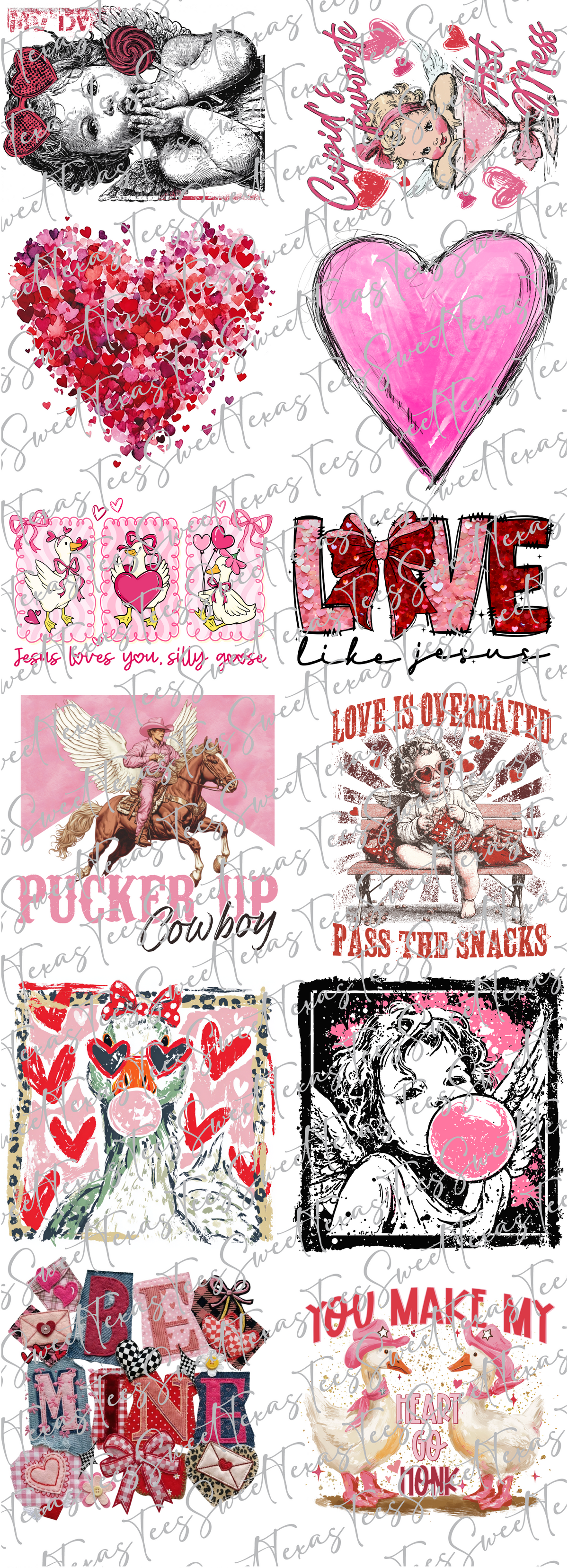 Valentine's Day Pre-Made DTF GANG SHEET