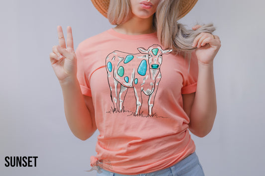 Turquoise Cow-EXCLUSIVE (DTF) DTF1072