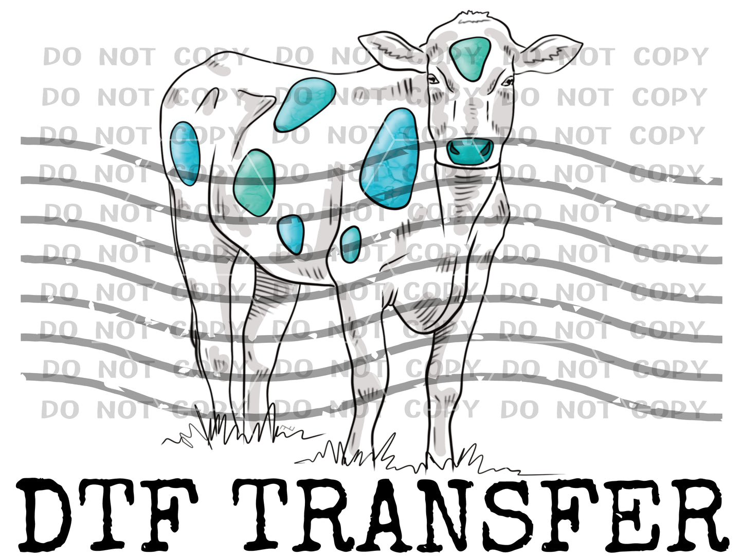 Turquoise Cow-EXCLUSIVE (DTF) DTF1072